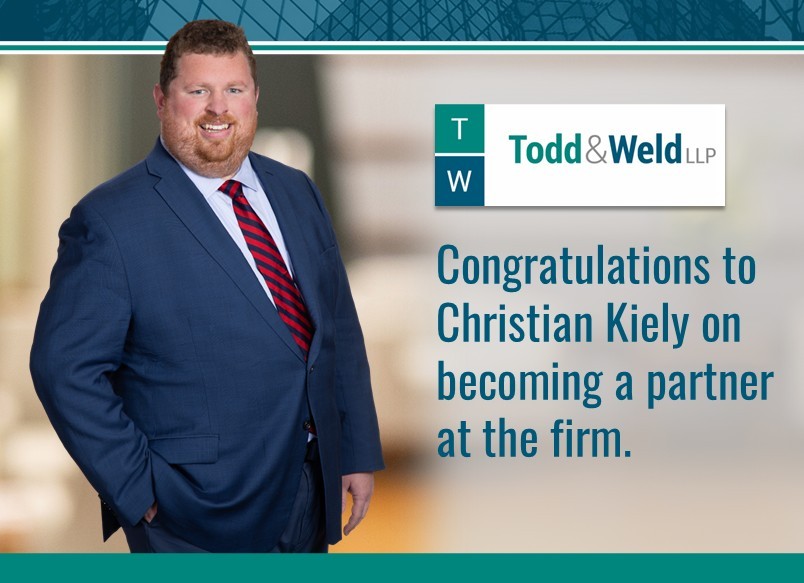 Christian Kiely elected to partnership at Todd & Weld LLP